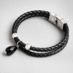 دستبند نقره و سنگ - کد B119 دستبند نقره و اونیکس