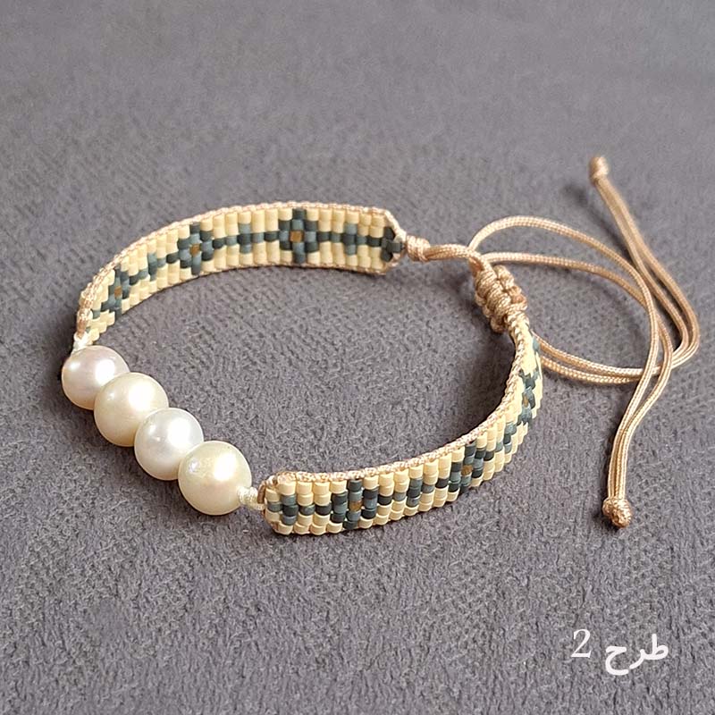 دستبند مروارید پرورشی مدل میوکی - کد B205 دستبند مروارید پرورشی